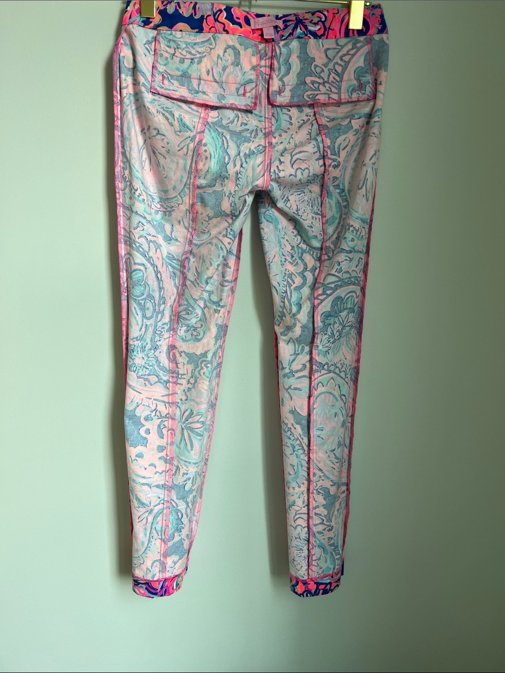 Lilly Pulitzer | Pink, Blue & Teal Paisley Straight-Leg Pants #12816 Size 0 - Picture 10 of 16